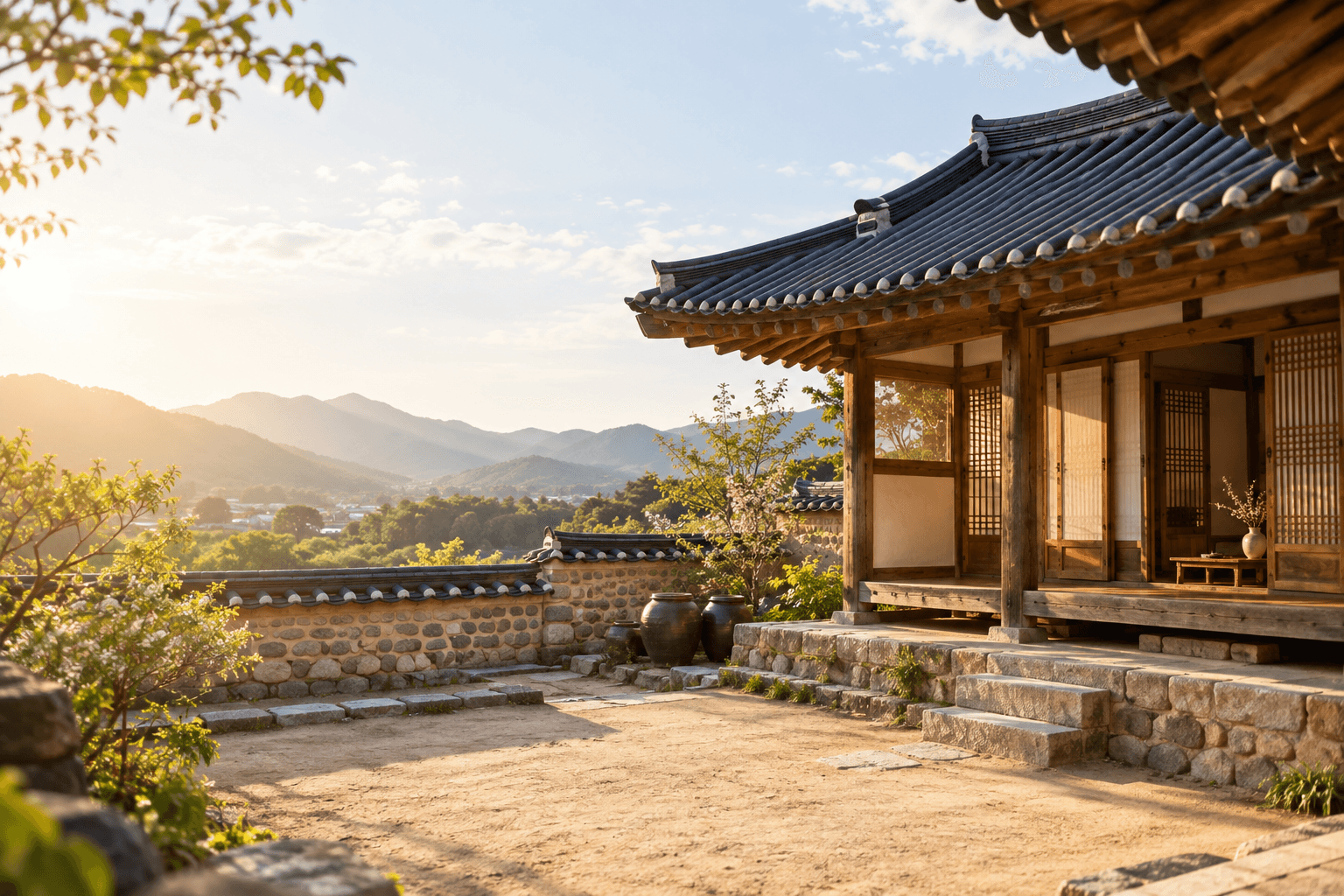 Traditional Korean tiled-roof house