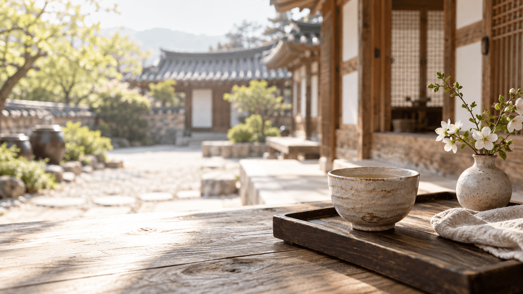 Korean tea in a hanok cafe