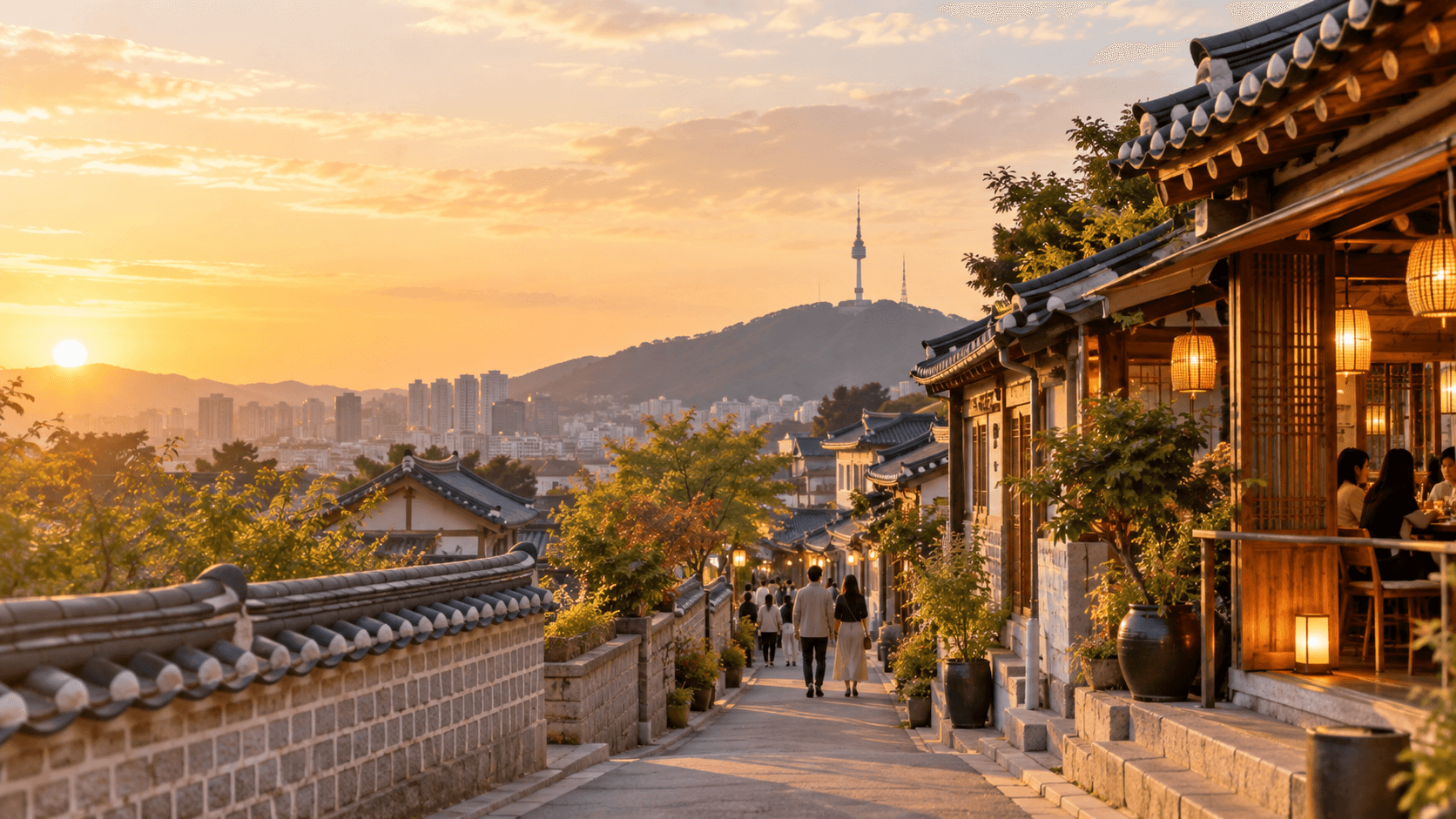 Seoul hanok restaurant street